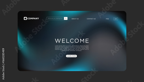 Modern website landing page design with sleek navigation and welcome message