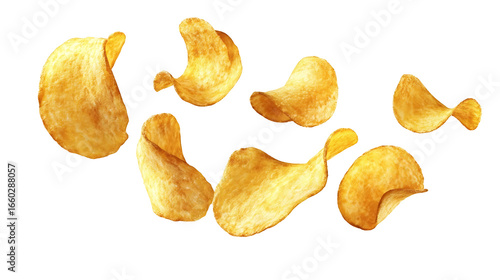 potato chips on white background
