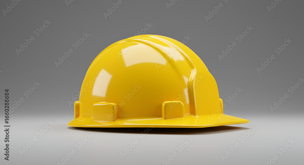 Fototapeta premium Bright Yellow Hard Hat Close-Up Shot in Studio for Safety and Construction Theme