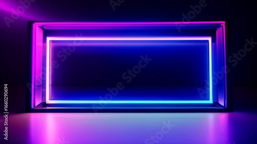 Wallpaper Mural Illuminated Neon Rectangular Geometric Frame Shapes Changing Colors in Dark Studio Torontodigital.ca