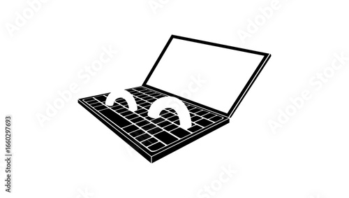 Computer worm symbol, black isolated silhouette