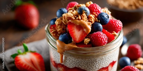 Chia seed pudding with summer berries