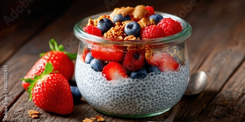 Chia seeds pudding with fresh fruits