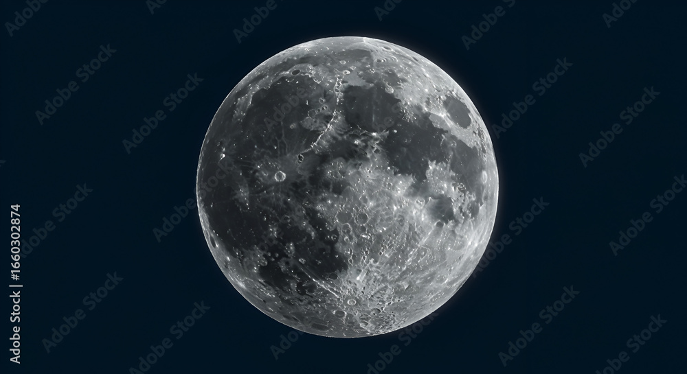 Naklejka premium Detailed lunar surface on a dark background showcasing craters and textures