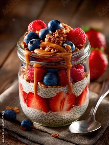 Berry chia pudding parfait