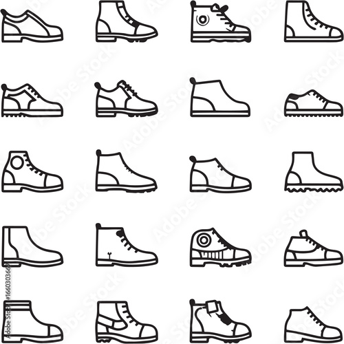 Heel Grips black Line Editable Icons set