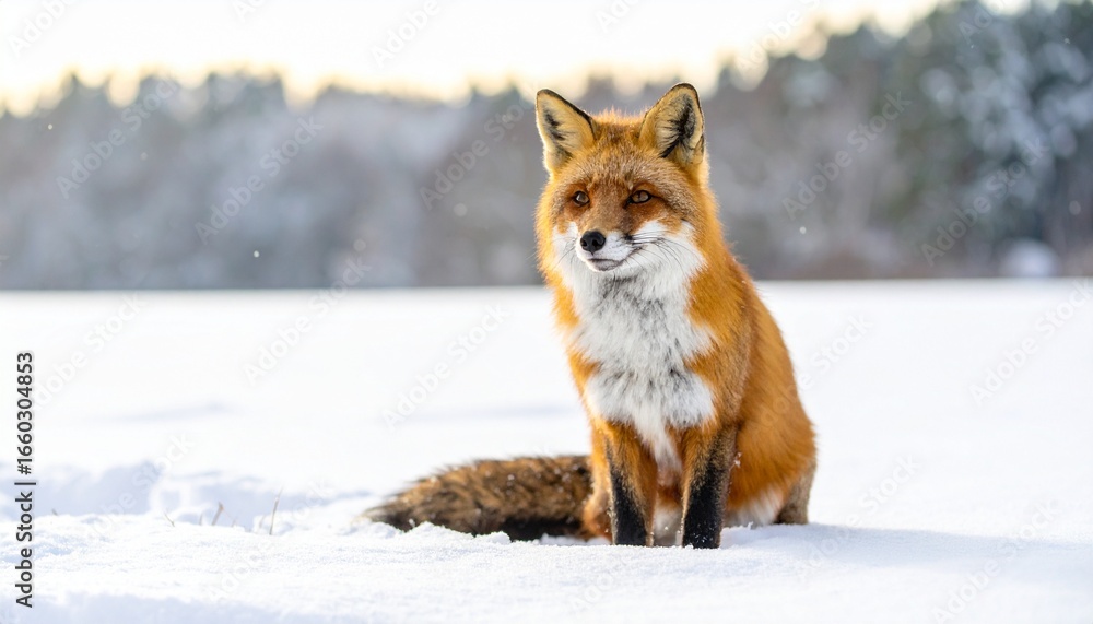 Obraz premium Curious Red Fox in the Snow