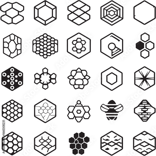 Honeycomb Crunch Blast Black Line Editable Icons