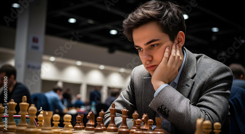 Chess grandmaster competing during a tournament match.