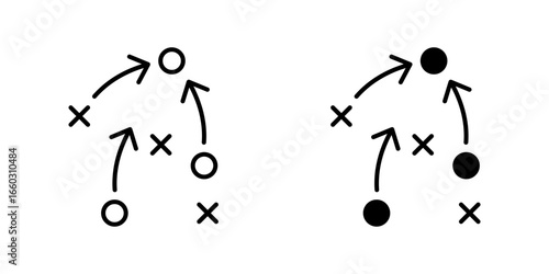 football tactics Icon set. Symbol isolated white background. vector illustration. color editable.
