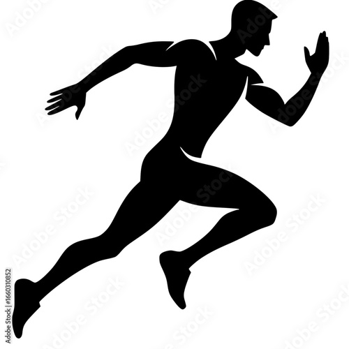 Runner Silhouette | Athlete Sprinting Vector, Sports and Fitness Icon