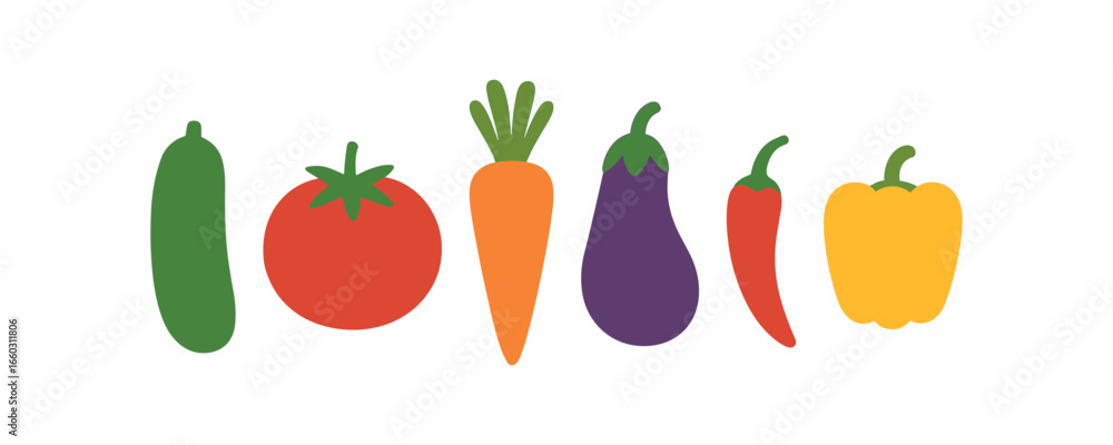 custom made wallpaper toronto digitalColorful flat style vegetable icons collection for healthy eating designs