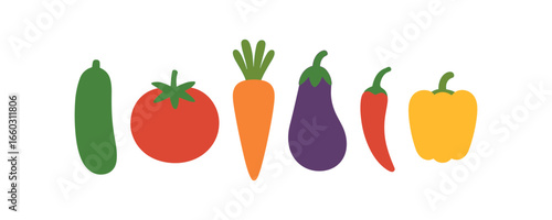 Wallpaper Mural Colorful flat style vegetable icons collection for healthy eating designs Torontodigital.ca