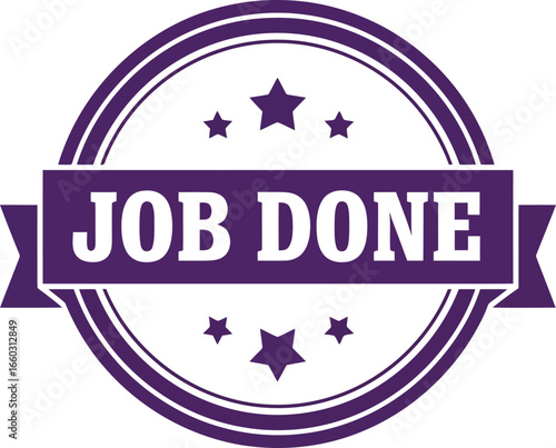 Job done stamp success achievement completion goal met recognition award badge vector
