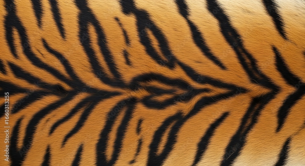 Fototapeta premium Closeup Tiger Fur Pattern with Natural Orange and Black Stripes for Wildlife Texture and Design Background 