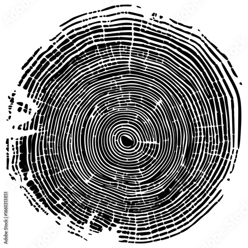grungy rough texture of tree rings in black