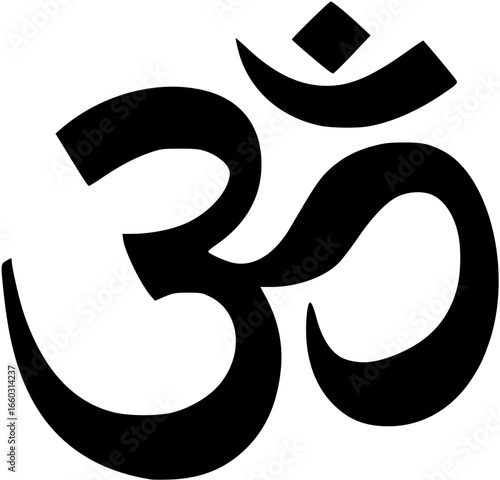 om symbol on white background silhouette
