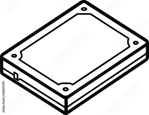 Solid state drive ssd line icon silhouette isolated on white background