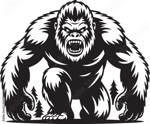 Fierce Gorilla Mascot Vector Illustration with Aggressive Expression Art