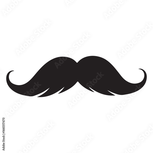 Classic black mustache icon symbol for gentlemen style and facial hair fashion