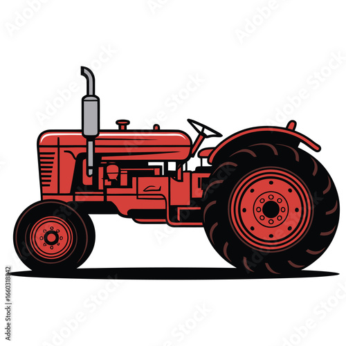 old red tractor