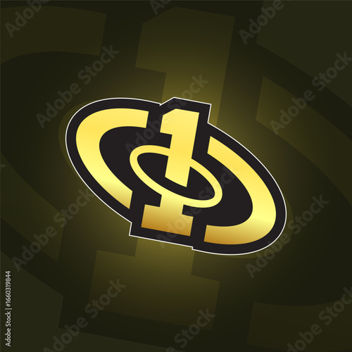 Abstract Golden Number One Logo Gaming
