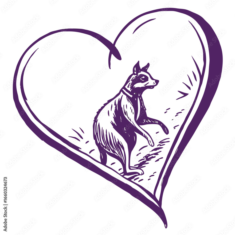 Naklejka premium Simple bold purple heart centered on white background