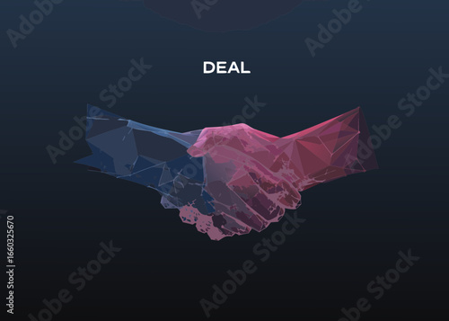 Abstract polygonal handshake representing a business deal or agreement
