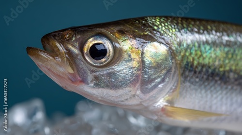 Close-up of shiny capelin fish in water.