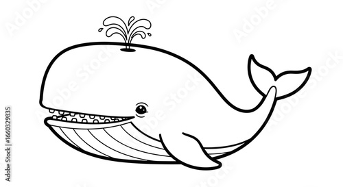 Whimsical cartoon whale spouting water coloring page for kids creative artistic expression fun