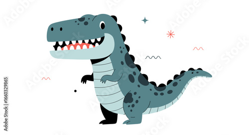 Charming blue tyrannosaurus rex dinosaur illustration for kids and education