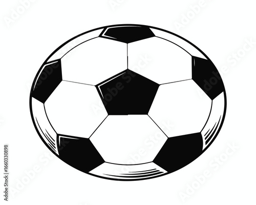 White and black leather soccer ball, isolated for a sports game