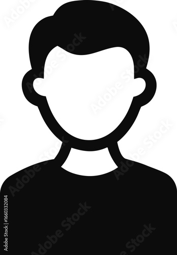 Stylized black silhouette of a person s head and shoulders isolated on white background