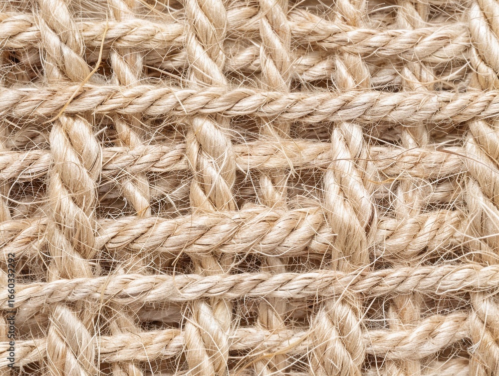 Fototapeta premium Natural fiber rope texture showcasing weaving technique conducted in a textile workshop