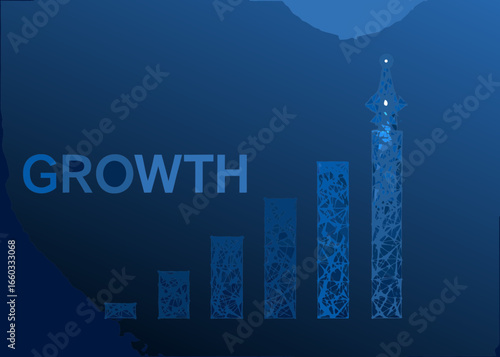 Abstract digital representation of business growth and success