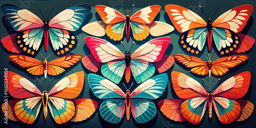 Colorful butterfly and floral vector seamless pattern for a beautiful spring and summer nature background