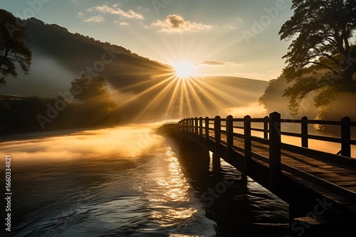 Peaceful Golden River Valley – Cinematic Sunset Nature Scene