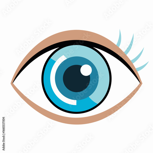 Captivating blue eye with detailed iris and delicate lashes, symbolizing vision, perception, and focused attention, perfect for health, beauty, or technology themes.
