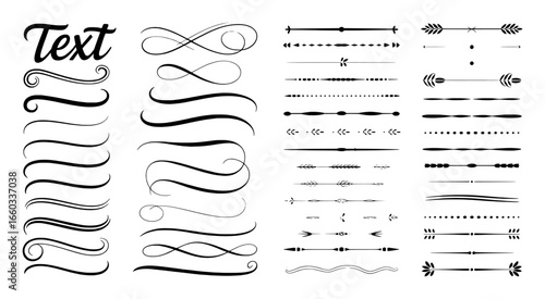 Collection of Decorative Swirls, Underlines, and Dividers for Text Enhancement