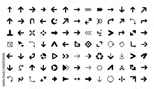 Collection of diverse arrow icons and directional symbols