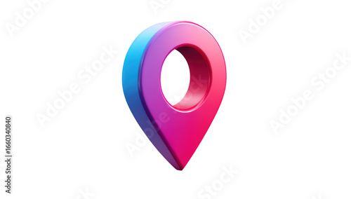3D render of a gradient color location pin on black background