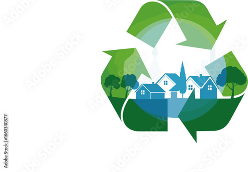 Green city living harmonizes with nature's cycle, sustainable future unfolds beautifully