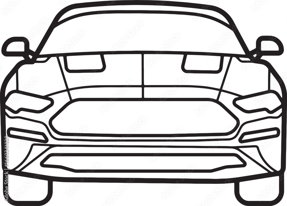 Obraz premium Front View Car Outline Design Vehicle Illustration Automotive Concept Transportation Design Graphic Simple Clean Modern Automotive