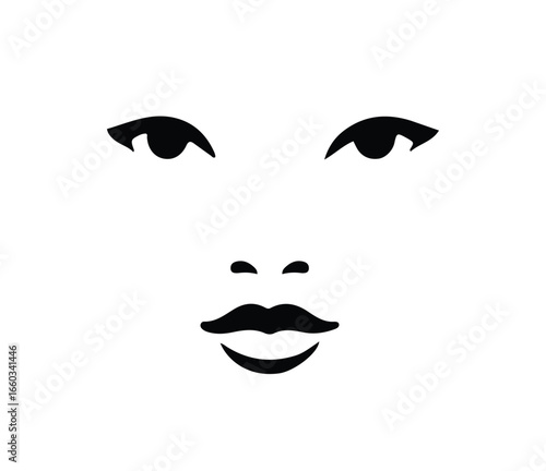 Beautiful young female diva eyes lips isolated white background