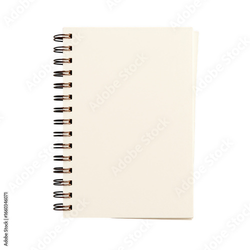 Spiral notebook with blank pages open isolated illustration on transparent background