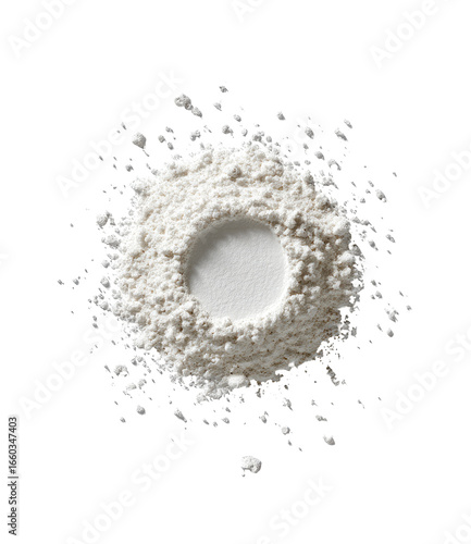 Flour pile, radiating outward, hollow center