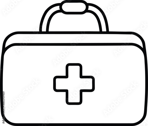 First aid kit silhouette line art isolated on white background
