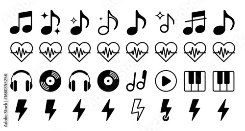 Collection of Music and Heartbeat Icons