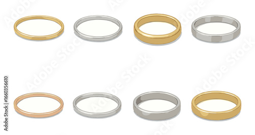 Elegant gold and silver rings on gradient background