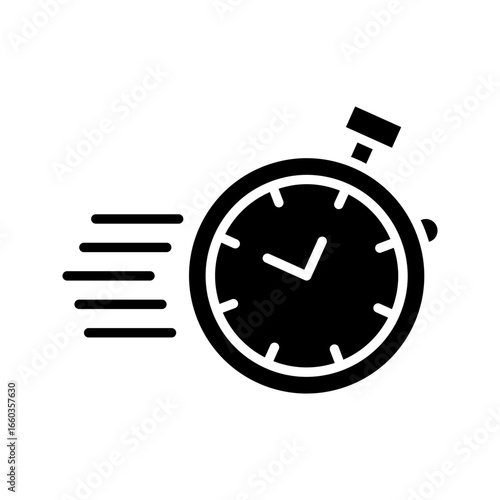 Fast response time clock vector symbol. quick, rush or faster work service icon. rapid delivery symbol.
